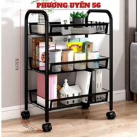 XE ĐẨY MẮT LƯỚI 3 TẦNG, Xe đẩy Spa 3 4 tầng Kệ kiểu mới sắt mắt lưới Kệ để đồ đa năng Kệ Bỉm Sữa Có bánh xe - MÃ: XEDAY3