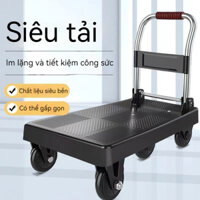 Xe đẩy sàn, tải trọng 150-300 kg, xe đẩy hàng 4 bánh chống trượt đa năng, xe đẩy hàng 4 bánh gấp gọn