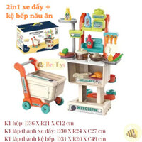 Xe đẩy siêu thị cho bé 2in1 kết hợp đồ chơi nhà bếp cho bé nhựa ABS an toàn mô phỏng nấu ăn trò chơi nhập vai Nhà Thỏ