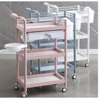 Xe Đẩy Spa 3 Tầng Cao Cấp nhựa ABS Xe đẩy y tế,nha khoa 3 (có bát nước,thùng rác)