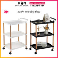 Xe Đẩy Spa 3 Tầng | Kệ Để Đồ Nhựa Trụ Gỗ 3 Tầng, Kệ Nail, Để Đồ Spa, Mi Móng Tóc Cao Cấp