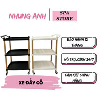 Xe đẩy Spa đa năng khung gỗ chắc chắn | Xe đẩy gỗ spa mặt nhựa ABS | Kệ spa 3 tầng nhựa ABS