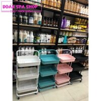 Xe đẩy spa giá nhựa 3 tầng khung thép sơn tĩnh điện