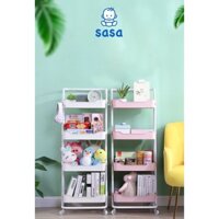 Xe đẩy spa, nail 3 tầng đa năng đựng đồ cho bé và mẹ, kệ sắt 3 tầng có bánh xe
