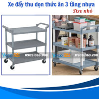 Xe đẩy thu dọn thức ăn 3 tầng nhựa, xe đẩy thức ăn, xe đẩy thu gom chén dĩa Veco 521 Size nhỏ