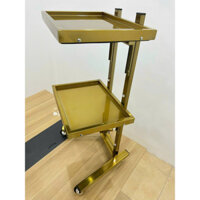 Xe đẩy vàng 2 tầng đựng dụng cụ y tế, xe đẩy inox vàng, xe đẩy spa đựng dụng cụ spa