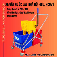 Xe đẩy vắt nước lau nhà đôi HC071, 2 xô, tổng dung tích 46L