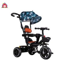 Xe đẩy xe đạp xe chòi chân Senmysan D3 có mái che+ghế da+tay đẩy đa năng cho bé