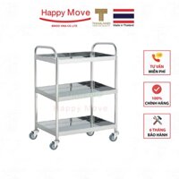 Xe đẩy y tế - xe tiêm 3 tầng inox 304 cao cấp - Xe đẩy inox - Tải trọng 100kg Happy Move Thái Lan