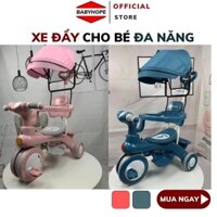 Xe đẩy,xe đạp 3 bánh cho bé 1 -3 tuổi có cần đẩy đa năng có nhạc đèn