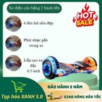 Xe điện cân bằng 2 bánh lớn 6.5 inch, Bluetooth 5.0 phát nhạc, tặng kèm miếng bảo vệ + Tay cầm