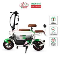 Xe điện Lihaze 3 yên ngồi cho mẹ và bé, xe đạp điện mini HBike khóa từ thông minh gấp gọn tặng kèm giỏ sắt
