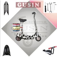 xe điện mini scooter chạy bằng xích cao su màu bò sữa
