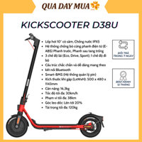 Xe Điện Segway Ninebot Kickscooter D38U - Hàng Chính Hãng - Bảo Hành 24 Tháng