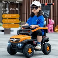 Xe Điện Trẻ Em, Xe Điều Khiển Từ Xa Bốn Bánh, Xe Bốn Bánh Có Thanh Đẩy Tay, Xe Đồ Chơi Có Thể Ngồi Cho Bé Trai Và Bé Gái