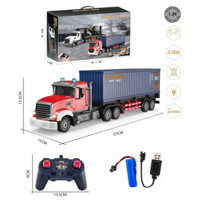 Xe Điều Khiển Từ Xa Container Đầu Kéo Cỡ Lớn, Đồ Chơi Ô TTô Điều Khiển Từ Xa Có Đèn Và Nhạc.