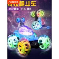 Xe điều khiển từ xa nhào lộn có âm thanh và ánh sáng, xe sạc lại có đèn và nhạc, đồ chơi cho trẻ em, xe điều khiển từ xa nhào lộn cho bé trai