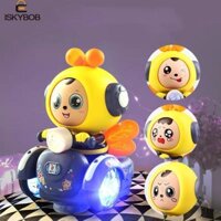 Xe đồ chơi âm nhạc điện FUJIOU, Âm thanh tương tác đầu ngón tay và búp bê thay đổi mặt ong nhẹ, Bộ sưu tập đồ thủ công hoạt hình vui nhộn Thay đổi mặt ong Phim hoạt hình Xe trang trí gia đình