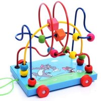 Xe đồ chơi bằng gỗ, xe xâu chuỗi luồn hạt gỗ, đồ chơi an toàn cho bé giúp trẻ kích thích giác quan hỗ trợ phát triển trí tuệ bằng đồ chơi thông minh