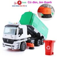 Xe đồ chơi dọn vệ sinh và quét rác đường phố có đèn, âm thanh kèm thùng rác