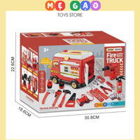 Xe Đồ Chơi-Xe Cứu Hỏa Kèm Dụng Cụ 22 Chi Tiết(Có Mũ)-Mẹ Gạo Toys Store -Đồ chơi mẹ Gạo