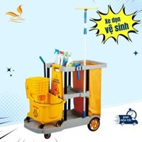 Xe dọn vệ sinh 3 tầng chữ L có nắp đậy ngăn mùi