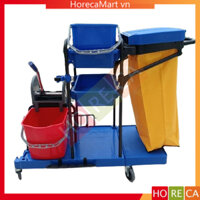 Xe dọn vệ sinh 3 tầng - Xe đẩy dọn vệ sinh - Xe đẩy dọn phòng bằng nhựa PP cao cấp [AF08173]