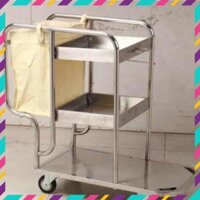 Xe dọn vệ sinh inox 3 tầng