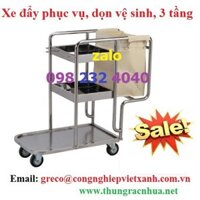 Xe dọn vệ sinh, xe đẩy phục vụ 3 tầng