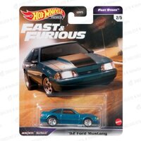 Xe Hot Wheels '92 Ford Mustang bánh cao su Premium Fast & Furious Real Riders xe mô hình đồ chơi tỷ lệ 1:64