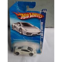 xe Hotwheels Lamborghini Gallardo màu trắng nhám , xe đẹp như mới , card dán lại như hình