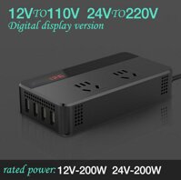 Xe INVERTER 12 V/24 V sang 110 V/220 V 200 W Nguồn Điện Bộ Chuyển Đổi Điện Áp với 4 Ổ Cắm USB Sạc