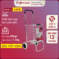 Xe kéo đi chợ leo cầu thang 8 bánh FUJIHOME Nhật Bản 60kg, xe đẩy hàng đi chợ gấp gọn có giỏ túi đa năng inox mini  - 2 BÁNH