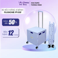 Xe kéo hàng 4 bánh đi chợ siêu thị gấp gọn Fujihome PT-45F, xe đẩy hàng xếp gọn, thùng vali 65L đa năng dã ngoại