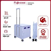 Xe kéo hàng gấp gọn 4 bánh nhập khẩu Fujihome PT-45F, xe đẩy hàng hộp vali 65L xếp gọn đa năng đi chợ siêu thị ô tô