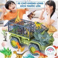 Xe khủng long đồ chơi, Xe chở Khủng Long siêu to khổng lồ, tặng kèm khủng long nhỏ và trứng kích thước 39cm
