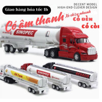 Xe kim loại, Xe bồn chở dầu, xe đầu công mĩ, có còi, có đèn, có âm thanh, xe chạy rất mượt mà