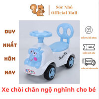 Xe Lắc Bơi chòi chân Hình THỎ mẫu 2025 cho bé có nhạc + còi + thùng đồ + tựa lưng (Xe chòi chân cho bé) mom heo