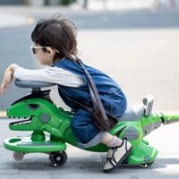 Xe Lắc trẻ em LUCY KID hình khủng long độc đáo, bánh xe im lặng chống lật, Xe chòi chân có nhạc và đèn cho bé LK18