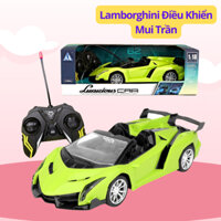 Xe Lambo mui trần điều khiển ô tô mui trần điều khiển từ xa màu xanh lá có đèn pha sáng di chuyển 4 hàng loại 1 cao cấp
