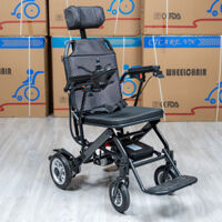 Xe lăn điện gấp gọn nhẹ D1002 có tựa đầu và ngả nằm