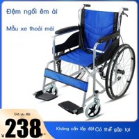 Xe lăn gấp xe tay ga nhẹ cho người già khuyết tật Xe đẩy du lịch di động siêu nhẹ không có bơm hơi rắn