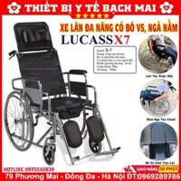 Xe Lăn LUCASS X7 - Xe Lăn Đa Năng Có Bô Vệ Sinh, Ngả Nằm, Tay Phanh