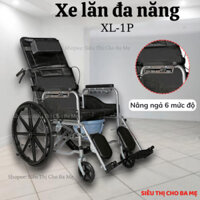 Xe lăn nâng ngả thành giường, có bô vệ sinh, bàn ăn cho người bệnh liệt già yếu tai biến, kích thước lớn toàn thân