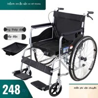 Xe lăn phục hồi chức năng gãy xương, xe lăn gấp nhẹ cho người khuyết tật, xe lăn đặc biệt cho người già, ống thép vệ sin