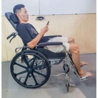Xe lăn tay cho người già, có thể ngã thành giường, cơ chế ngã lưng bằng pittong êm ái, dễ sử dụng - Chính hãng NIKITA