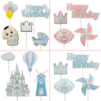 Xe Lâu Đài Bóng Trang Trí Bánh Plug-in Bé Chúc Mừng Sinh Nhật Làm Bánh Trang Trí Plug-in