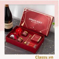 XÉ LẺ Bộ túi giấy Classy hoặc Hộp quà 26  16  5,5cm đựng quà In chữ Sweet Gift phong cách châu Âu Q320 - Túi đỏ