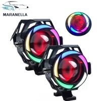 Xe Máy Điện Siêu Sáng U7 Đèn LED Xe Máy Điện Siêu Sáng U7LED Ánh Sáng Mắt Thiên Thần Đầy Màu Sắc Đèn Nhấp Nháy Màu Đèn Laser Đèn Xe 19,76