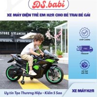 Xe máy điện trẻ em moto điện có đèn bánh xe có chân gas tự lái cho bé mẫu Ninja H2r